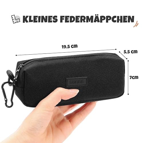 SUNEE Kleines Federmäppchen, Robustes 900D Oxford Mäppchen mit Metallreißverschluss & Clip, Kompakte Aufbewahrung für Schule, Büro & Reise, Schwarz thumbnail 3