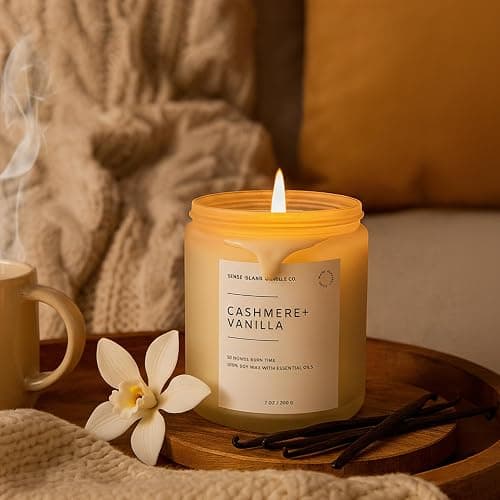 SENSE ISLAND Cashmere Vanilla Scented Candle for Home Scented 50+ Hrs Highly Scented Creamy Vanilla | 100% Natural Soy Candle Gifts for Women Highly Scented House Warming Gifts thumbnail 3
