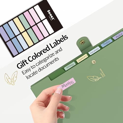Sooez Aesthetic 8 Pocket Accordion File Organizer, Pastel Expanding File Folder for Important Document with Labels, Portable Receipt Bill Organizer for Office School Supplies, Letter Size Light Blue thumbnail 6