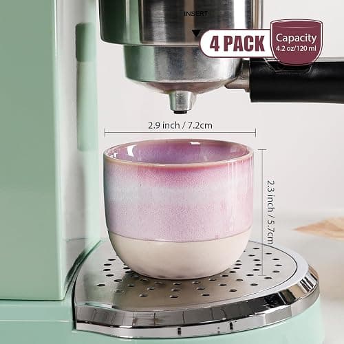INGOFIN Ceramic Espresso Cup Set - Espresso Cup Set for Coffee and Tea, Espresso Shot Mug, Espresso Mug for Home, Kitchen and Restaurant, Microwave & Freezer Safe, Pack of 4, Pink thumbnail 3