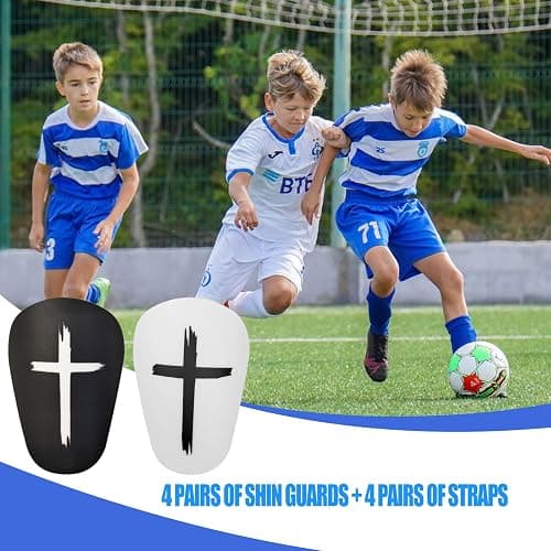 Mini Soccer Shin Guards, 2 Pairs - Extra Small, Fixed Straps, Calf Protection thumbnail 5