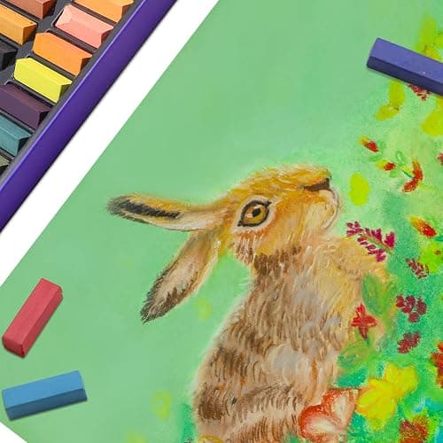 Artecho Soft Pastels, 50pcs, 48 Colors | 4 Fluorescent Colors, Extra Free Black & White, Square Chalk, For Drawing, Blending, Layering, Shading thumbnail 6