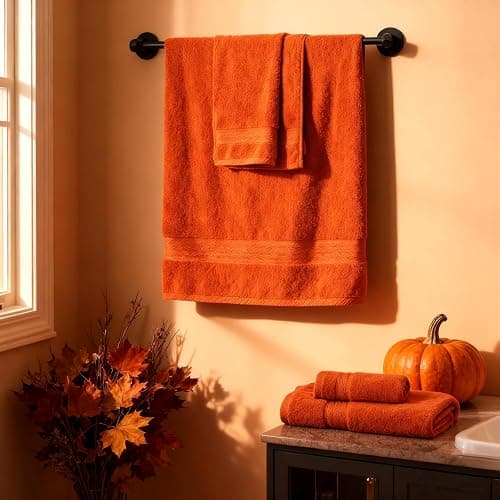 COZYART Burnt Orange Bath Towel Set for Bathroom Turkish Cotton Thick Soft Absorbent Durable 650 GSM Towel Sets of 6, 2 Large Bath Towels, 2 Hand Towels, 2 Washclothes thumbnail 5