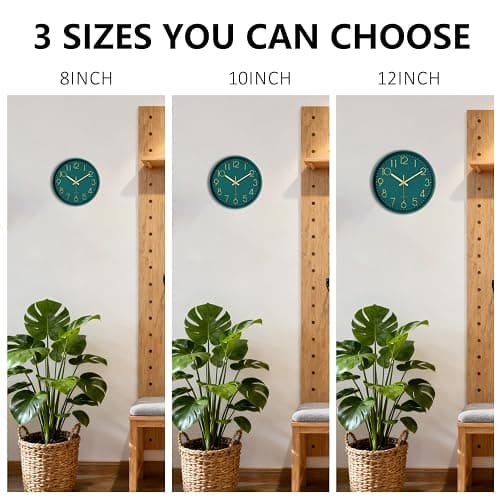 Mabpedo Modern Silent Wall Clock, 12 Inch Wall Clocks Battery Operated Large Number, Non-Ticking Analog Clock with Tempered Glass Quartz Clocks for Living Room Bedroom Office Kitchen, Dark Green thumbnail 9