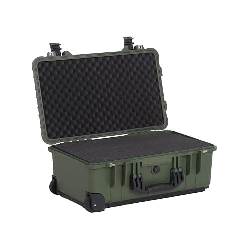 MEIJIA All Weather Rolling Waterproof Protective Case, Hard Camera Case,Dry Case with Retractable Pull Handle and Wheels,Foam Inserted,22 x13.81x9inches (Green) thumbnail 3