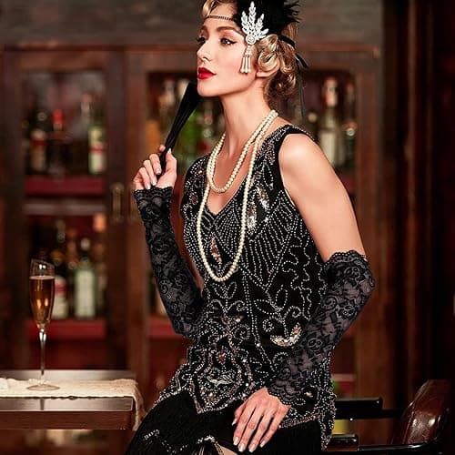 Lusofie Lange Spitzenhandschuhe Schwarz Damen Fingerlose Handschuhe Lange Spitze Brautparty Ballkleid Oper 1920er Jahre Armstulpen Damen Spitze Atmungsaktive Maskerade Hochzeitshandschuhe thumbnail 5