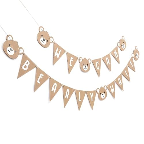 We Can Bearly Wait Banner - Bear First Party Decoration,Bear 1st Birthday Banner,Bear Gender Reveal Decorations (we can bearly wait) thumbnail 4