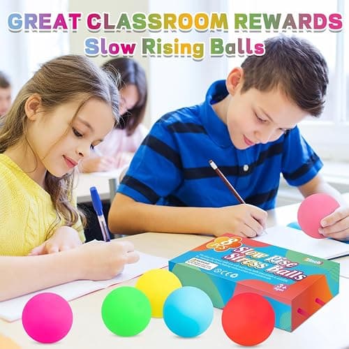 VISCOO 8 Pack Slow Rising Stress Ball,Stress Balls for Adults,Fidget Toys | Hand Therapy Sensory Squishy Ball for Stress Relief, Squishy Toys,Treasure Prize Box Toys for Kids Classroom thumbnail 6