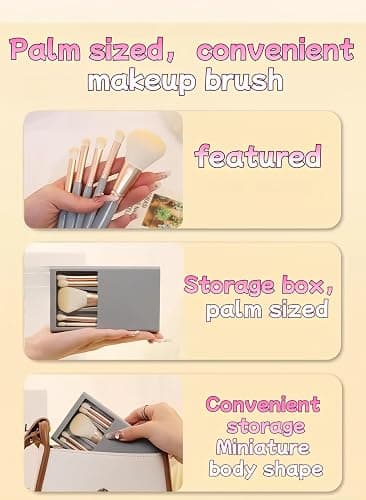 5-Piece Professional Makeup Brush Set with Mirror & Travel Case Hypoallergenic Vegan Bristles for Sensitive Skin Luxury Gift-Ready Box, Portable Cosmetic Kit for Brides, Travel, On-the-Go Touchups (1) thumbnail 5