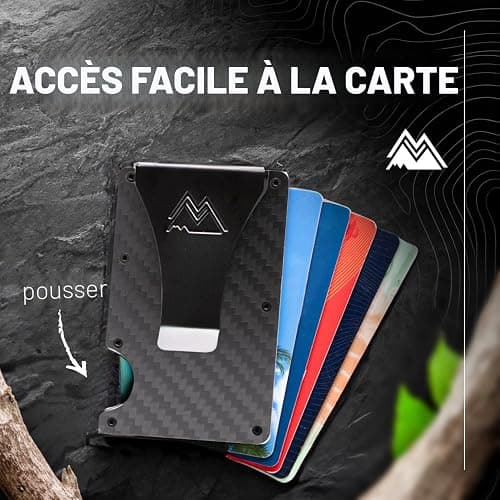 Mountain Voyage Co Minimalist Wallet for Men & Women - Slim RFID Wallet, Scratch Resistant, Credit Card Holder & Money Clip, Easily Removable Money & Cards, (Matte Carbon Fiber) thumbnail 7