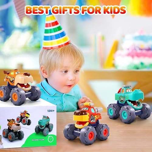 OCATO Car Toys for 1 Year Old Boy Gifts, Pull Back Monster Truck Toy Cars for Toddlers 1-3, 1 2 3 One Year Old Boy Birthday Gift 1st Vehicles Kids Stocking Stuffers Toddler Baby Boys Toys 12-18 Months thumbnail 5