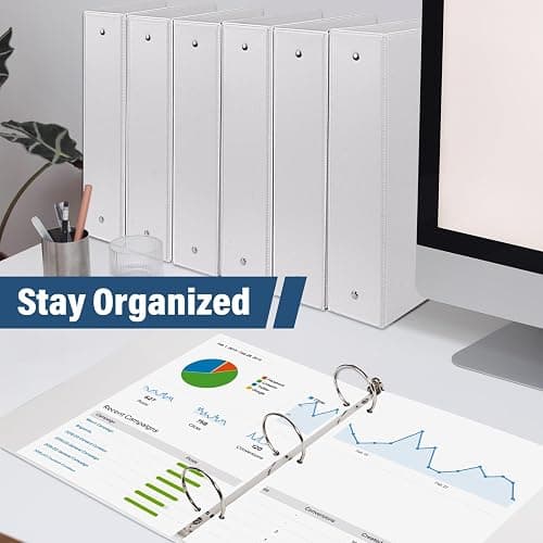 2-Inch 3-Ring Binder with Pockets, 2’’ Premium View Binders with Three Ring Binders Holds up to 450 Sheets US Letter Size, Bulk Pack of 6, Perfect for Home, Office, and School(XY014-WH) thumbnail 6