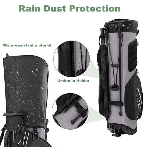 14-Way Golf Stand Bag,Premium Lightweight Golf Bag with Full-Length Dividers, Interchangeable PE-Padded Straps & Stabilizing Kickstand - Plush-Lined Top with Waterproof Cover thumbnail 6