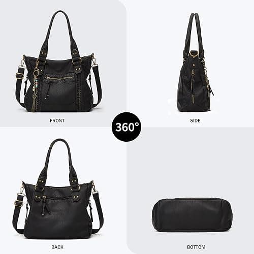 Worldlyda Crossbody Bags for Women Large Tote Soft Leather Purses Washed Y2K Hobo Vintage Handbag Shoulder City Bag thumbnail 3