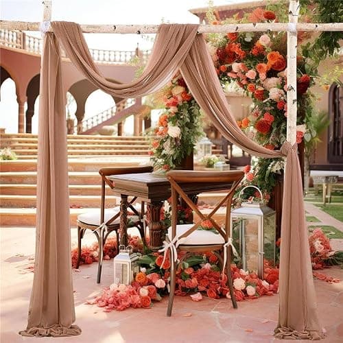 KeuLen Wedding Arch Draping Fabric,600CM*75CM 6 PCS Dark Green Wedding Arch Draping Fabric Chiffon Arch Drapes for Party Outdoor Decor Table Runner Sheer (Color : Black) thumbnail 5