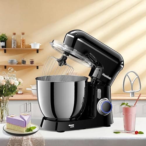 Honinst Stand Mixer, 6.5QT 10-Speed Tilt-Head Electric Stand Mixer, 3-In-1 Kitchen Mixer with Bowl, Dough Hook, Whisk and Beater, Food Mixer for Baking, Cake and Most Home Cooks, Black thumbnail 7