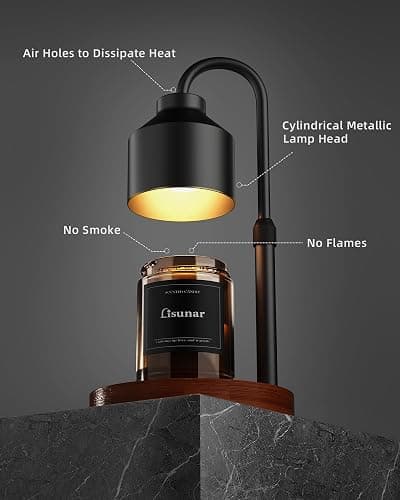 LISUNAR Electric Candle Warmer Lamp Black, Candle Lamp Warmer with Timer, Wax Warmer Lamp for Jar Candles, Adjustable Height Candle Light Warmer with 2 Bulbs thumbnail 2
