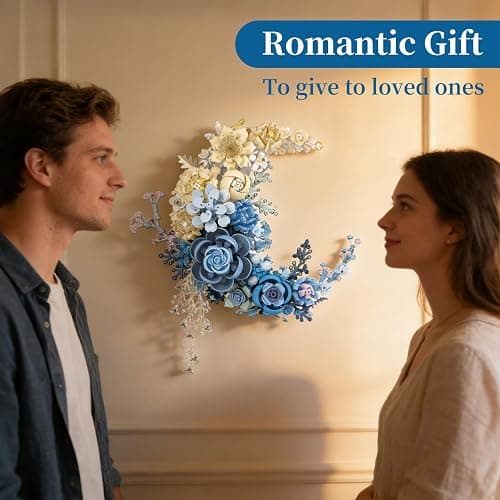 Blue Moon Flower Building Set - Botanical Collection, Crescent-Shaped Ornaments for Home Décor Wall Art,Compatible with Lego Flowers for Valentine’s, Mother’s Day,Birthday Gift 8-16+(938pcs) thumbnail 5