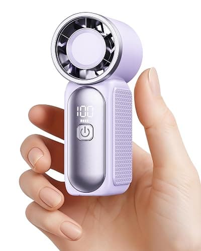 Gaiatop Portable Handheld Mini Fan, 6 Speeds 16900 RPM High Velocity Personal Fan with LED Display, USB Rechargeable, Mini Fan with Lanyard for Makeup, Travel, Outdoor, for Women Girl Gift, Purple - Image 1