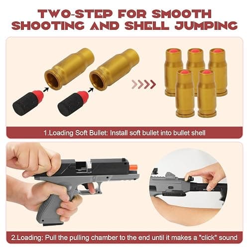 Spcozgil Soft Bullet Two Modes Toy Gun Shell Ejecting with 80 Soft Bullets 40 Shells, Realistic Gray Toy Guns, Shooting Play Gun thumbnail 5
