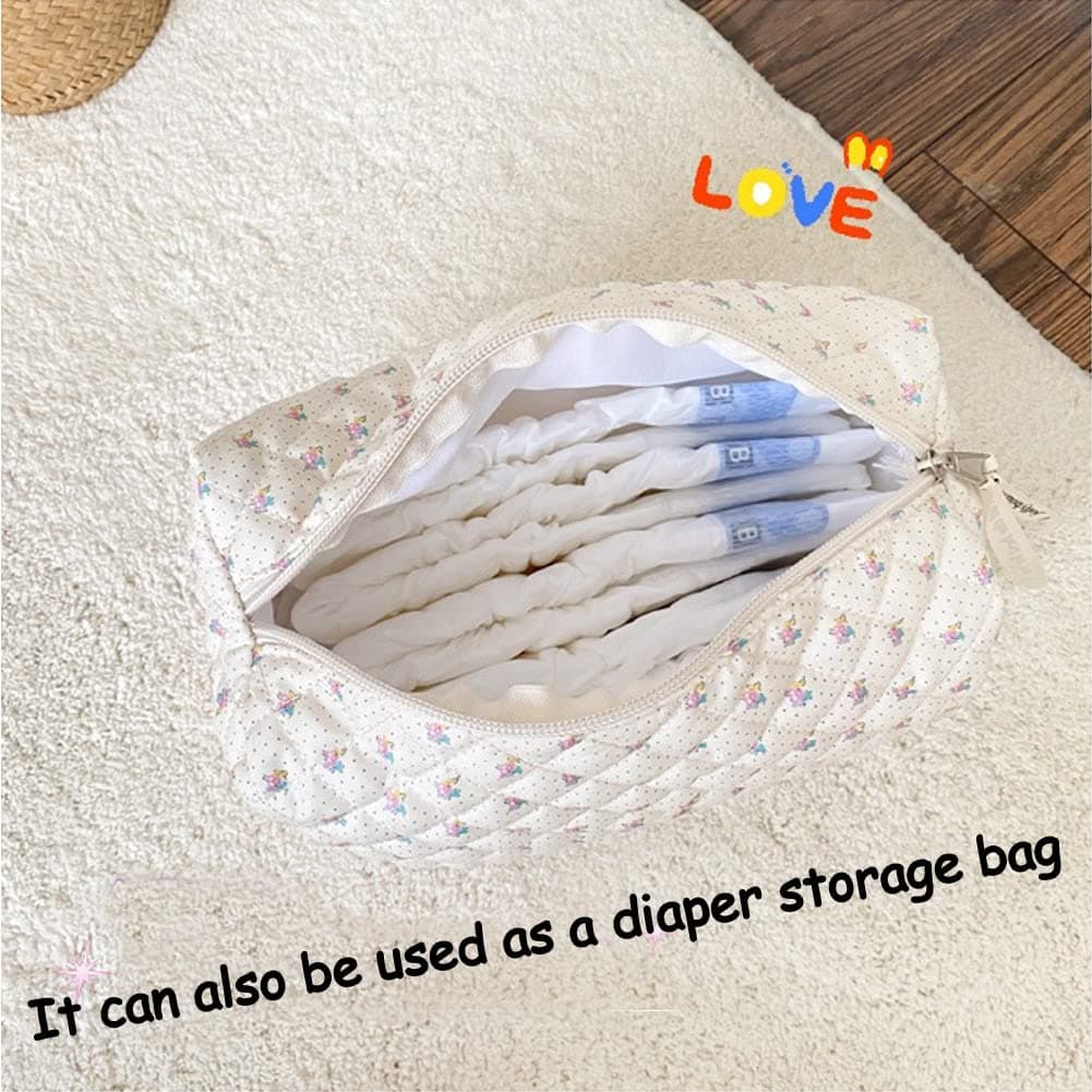 Aucuu Large Cosmetic Bag Travel Cosmetic Bag with Zipper Floral Large Capacity Travel Toiletry Bag for Women Girls thumbnail 5