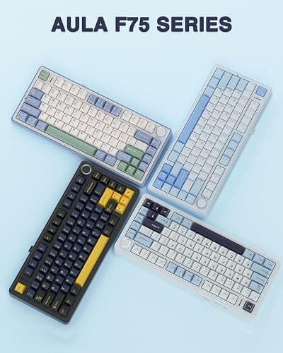 AULA F75 75% Wireless Mechanical Keyboard, Hot Swappable Creamy Keyboard, Pre-lubed Reaper Switches, 2.4GHz/Type-C/BT5.0, RGB Backlit Gaming Keyboards(White & Blue) thumbnail 9