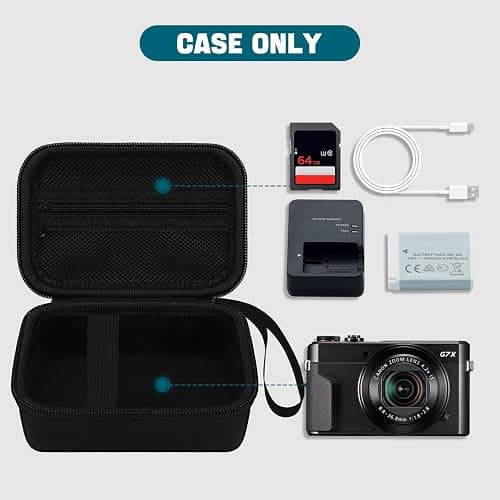 HESPLUS Camera Case for Canon PowerShot G7X Mark III/ G7 X Mark II/ SX740 hs Digital Camera, 4K Vlogging Camera Protective Cover Hard Travel Storage Bag, Mesh Pocket fits Cable, Batteries, Black thumbnail 2