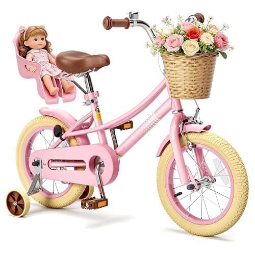 Glaf 12 14 16 20 Inch Girls Bike with Training Wheels for Kids Age 2-12 Years Old Toddler Girls Bike with Basket and Doll Seat Kids Bicycle Adjustable Seat thumbnail 9