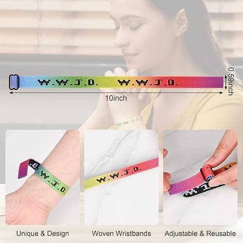 30PCS WWJD Bracelet Pack for Women Men, Christian Jesus Wristbands Gifts, W.W.J.D Adjustable Bracelets What Would Jesus Do Bracelet thumbnail 3