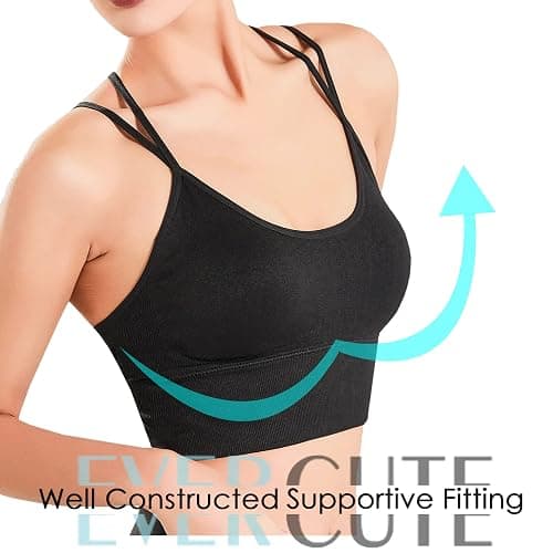 Evercute Cross Back Sport Bras Padded Strappy Criss Cross Cropped Bras for Yoga Workout Fitness Low Impact thumbnail 3