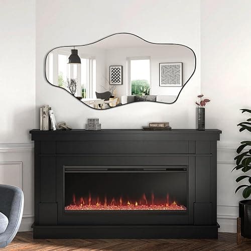 DAOYIJIAJU Irregular Mirror, 47.2"x23" Large Asymmetrical Wall Mirror, Odd Shaped Mirrors, Modern Abstract Frameless Mirrors for Living Room Bedroom Entryway Hallway, Horizontal or Vertical Hanging thumbnail 3
