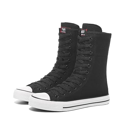 Womens High Top Canvas Sneakers Lace up Fashion Casual Shoes for Girls - Image 1