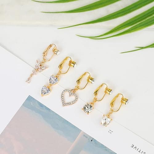 ShinyStyle J4You 5Pcs Gold Fake Belly Piercing Fake Belly Ring for Women Fake Belly Button Piercing Clip On Belly Button Rings Fake Navel Ring Non Piercing thumbnail 3