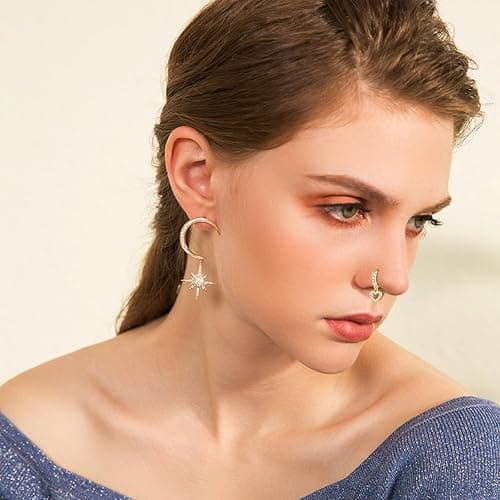 TAMHOO 18Pcs Nose Rings - L Shape, Butterfly & Heart Designs - Gold Nose Studs for Women thumbnail 4