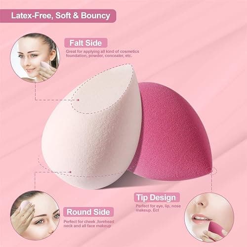 DUAIU 4 Pack Beauty Blender Foundation Sponges Set 4 Color, Latex Free with 1 Sponge Holder Case for Liquid Foundation Powder Sunscreen and Cream thumbnail 3