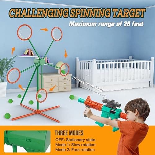 Marlrin Shooting Games Toys for Age 5 6 7 8 9 10+ Year Old Boys, Kids Toy Sports & Outdoor Game with Moving Shooting Target & 2 Popper Air Toy Guns & 24 Foam Balls, Gifts for Boys and Girls thumbnail 2