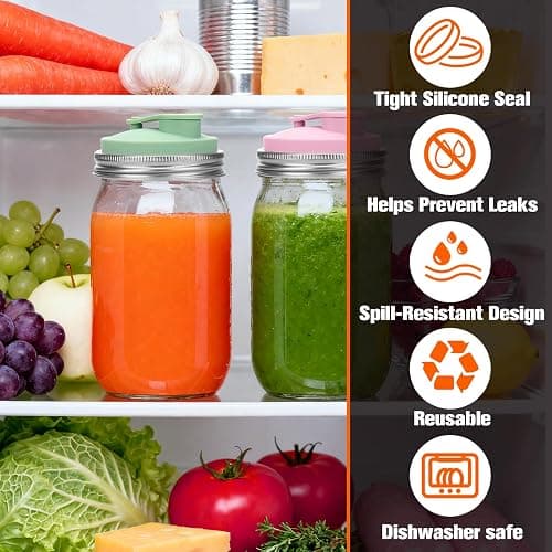 Palksky Mason Jar Drinking Lids 2 Pack, Wide Mouth Stainless Steel Sip Lid with Heat-Resistant Silicone Cover, Leakproof Airtight Flip Cap, Durable Mason Jar Accessories for Coffee & Drinks thumbnail 7