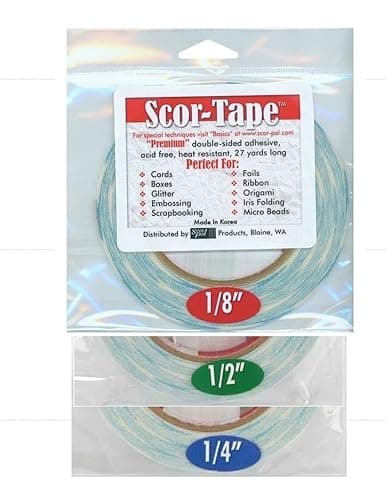 Scor-Tape Bundle 1 each of 1/8', 1/4', 1/2', by 27 Yards (201, 202, 203) Double Sided Adhesive - Image 1
