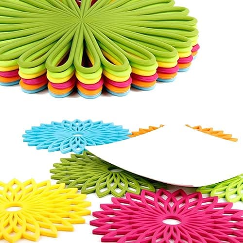 ME.FAN Silicone Trivet Mat - Kitchen Hot Pads for Pots & Dish - Insulated Teapot Trivet - Flexible, Durable, Non-Slip Large Coasters 3 Set Olive Green thumbnail 6