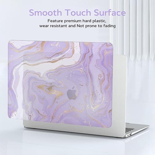 B BELK Compatible with MacBook Air 13 inch Case 2021 2020 2019 2018 M1 A2337 A2179 A1932 Touch ID, Plastic Hard Shell+ 2 Keyboard Cover+ Screen Protector for MacBook Air 13.3 inch Case, Purple Marble thumbnail 6