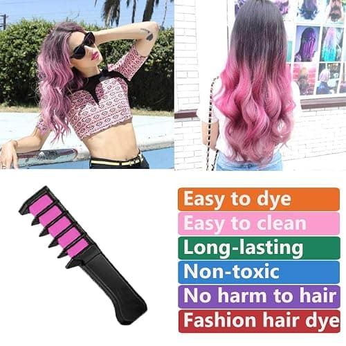 New Hair Chalk Comb Temporary Hair Color Dye for Girls Kids, Washable Hair Chalk for Girls Age 4 5 6 7 8 9 10-12 Birthday Christmas New Year Cosplay Hair DIY Party thumbnail 8