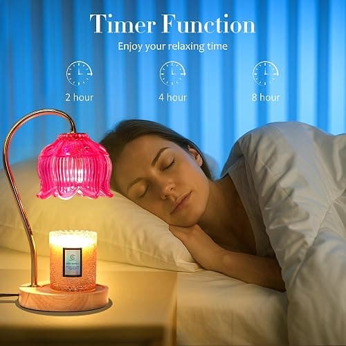Merrtody Vintage Flower Candle Warmer Lamp with Timer & Dimmer - Lotus Candle Lamp Warmer - Fits All Jar Scented Candles，Unique Gifts for Mom thumbnail 5
