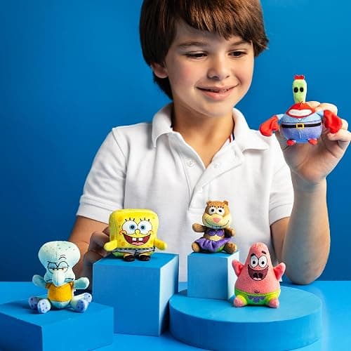 Micro Teenies - Spongebob Square Pants 5-Pack - Collectible Miniature Plush Figure, Suffed Animal, Toy Mini Soft Figure for Kids Ages 4+ thumbnail 2
