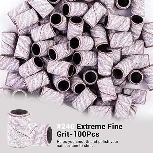 MelodySusie 100 Pcs Nail Drill Bits Sanding Bands for Nail Drill 240 Extreme Fine Grit Nail File Sanding Bands for Acrylic Nails Gel Manicures and Pedicure thumbnail 4