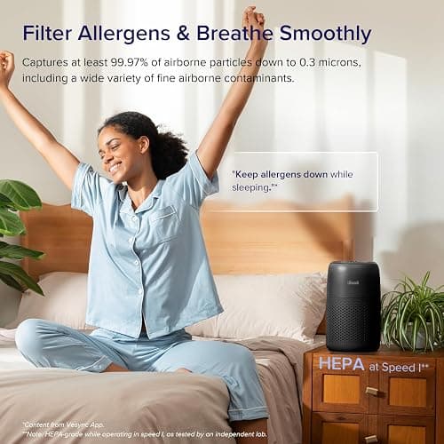LEVOIT Air Purifiers for Bedroom Home, AHAM VERIFIDE, 3-in-1 Filter with Fragrance Sponge for Better Sleep, Filters Smoke, Allergies, Pet Dander, Odor, Dust, Office, Portable, Core Mini-P, Black thumbnail 2