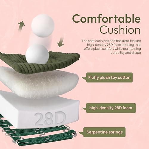 VINGLI Green Futon Sofa Bed Convertible Loveseat Sleeper Sofa Couch, Corduroy Pullout Sofa Fold Out Couch Bed with USB Ports, Cup Holders, Armrest for Living Room, Bedroom Apartment Room thumbnail 9