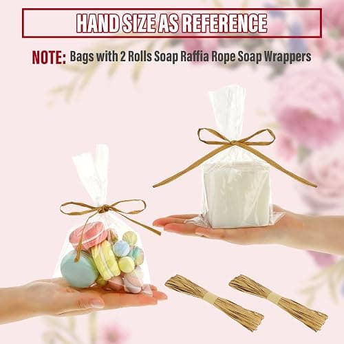 Tudomro 100 Pcs Clear Cellophane Soap Bags with Raffia Rope, 5x8 Clear Handmade Packaging Wrapper Bags for Candles Soap Bar Making Supplies Wedding Favor Bag Gift Treat Bag Small Business Packaging thumbnail 5