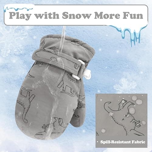 Sarfel 2 Pairs Toddler Gloves Waterproof Toddler Winter Mittens for Kids Snow Gloves Warm Baby Winter Mittens for Boys Girls thumbnail 2