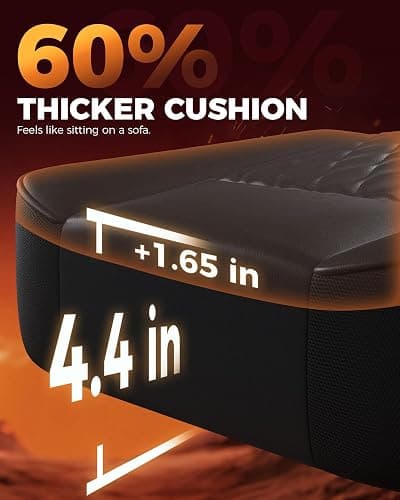 GTPLAYER Big and Tall Gaming Chair with Footrest, Ergonomic Office Desk Chair with 4.4in Thick Cushion and Wide Wingless Seat, Comfortable Leather Computer Chair, Predator Series, Black thumbnail 4