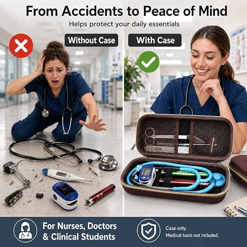 Stethoscope Case for 3M Littmann Classic III Monitoring/Lightweight II S.E/Cardiology IV Diagnostic/for MDF Acoustica Stethoscopes, Holder for Nurse Doctor Essentials & Medical Accessories, Brown thumbnail 4